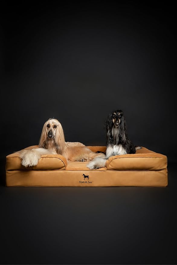 NOAH & PAW Giant Dog Bed XXL, 55x45x11 Inch, Orthopedic Dog Beds, Eggshell Memory Foam Infused with Cooling Gel, Inner Cover, Waterproof, Machine Washable (Faux Leather Sofa Collection)