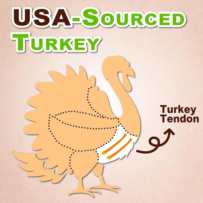 AFreschi Turkey Tendons for Dogs, USA-Sourced, Healthy Dog Treats, Rawhide-Free Puppy Chews, Long Lasting, All Natural, Hypoallergenic Dog Treats for Medium Breeds, 3 Count Pack Ring (M)