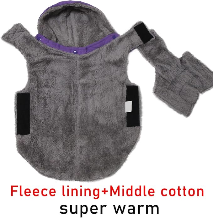 Fleece Dog Hoodie for Medium Dogs Super Warm Doggie Jacket for Cold Winter Dog Coats,Purple L