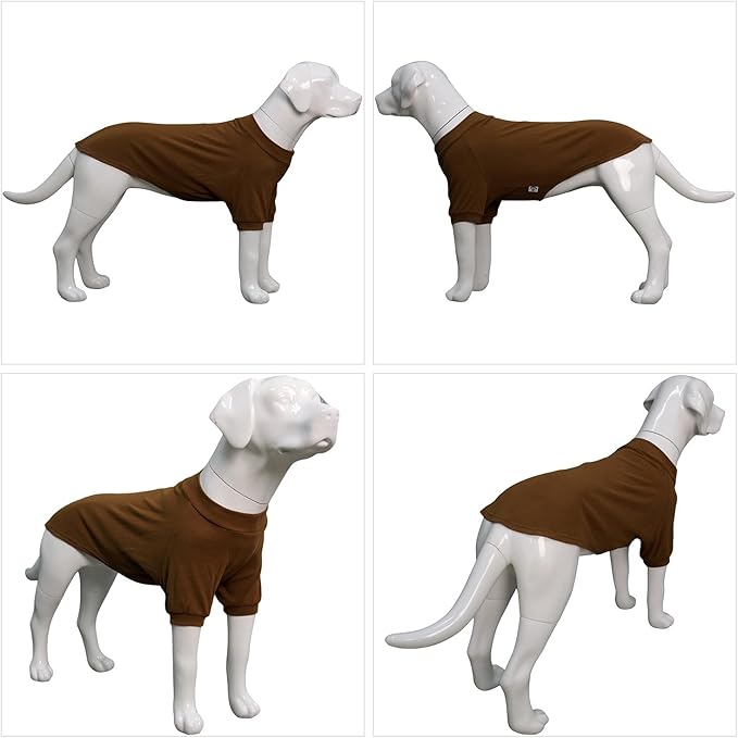 Lovelonglong Ribbed Dog T-Shirt Cotton Knitted Dog Sweaters for All Season Pet T-Shirts for Large Medium Small Dogs Coffee L