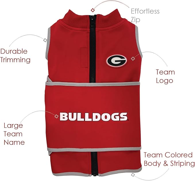 NCAA Georgia Bulldogs Dog Anxiety Calming Shirt Soothing Vest, for Dogs/Cats with Anxiety, Fears, Fireworks, Loud Noises, Dark, Lonely Keeps Dogs Calm & Feeling Safe, Relaxing Jacket, Large
