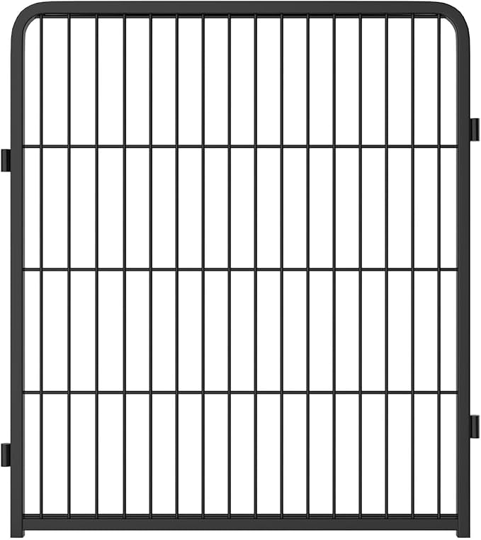 FXW Garden Fence Outdoor for The Yard – 24in(H) x 3.8ft(L) Heavy Duty Metal Animal Barrier for Dog and Rabbit, Decorative Dog Fence, 2 Panels, Black