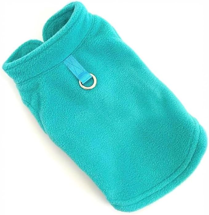 JACKO & CO - Fleece Vest Dog Sweater with Leash Ring - Soft, Warm & Lightweight Pullover Coat for Small & Medium Dogs, Puppies & Cats - Cozy Fall/Winter/Spring Pet Jacket (Turquoise, Small 4-6lbs)