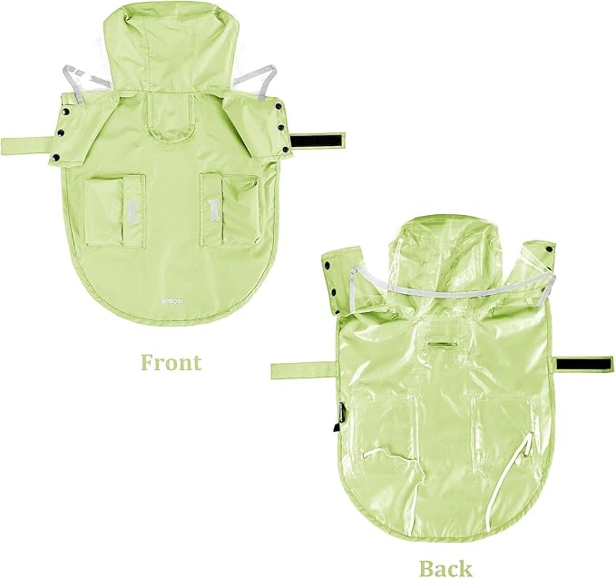 Waterproof Dog Raincoat, Adjustable Reflective Lightweight Pet Rain Clothes with Poncho Hood(Medium,Light Green)