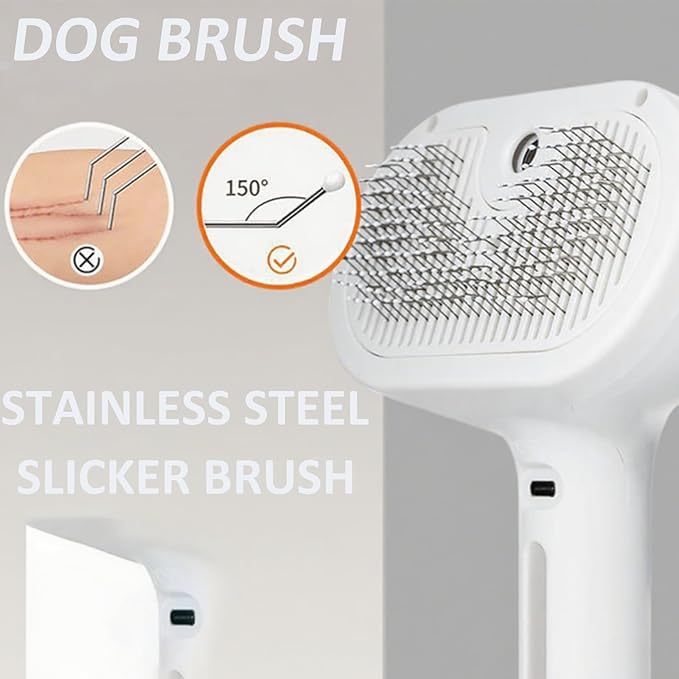 Fresh Fur Shower Brush, 3-in-1 Self-Cleaning Steamy Pet Brush for Dogs & Cats – Grooming Tool for Long & Short Hair, Removes Loose Hair and Reduces Shedding (Green)