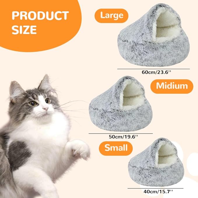 Lapcatz Nest Bed, 2026 Upgraded Cat Beds for Indoor Cats, Portable Fluffy Pet Bed, Durable Covered Cat Bed for Indoor Use, Soft Puppy Bed for Pet Owners (Coffee, Medium)