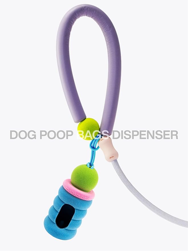 Dog Waste Bag Dispenser Pet Poop Bags Holder for Leash Lightweight Doggie Waste Bags Dispensers with Leash Attachment Includes 15 Bags (blue fuzz)