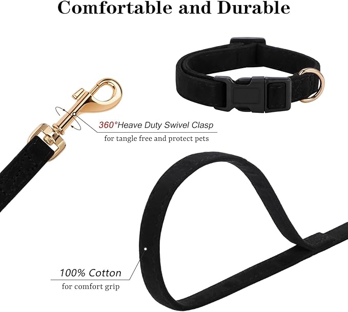 No Pull Dog Harness- Lightweight, Soft, Adjustable Small Harness Collar and Leash Set, Suitable for Cats Puppy Small and Medium-Sized Dog Outdoor Training and Running (Black, XS)