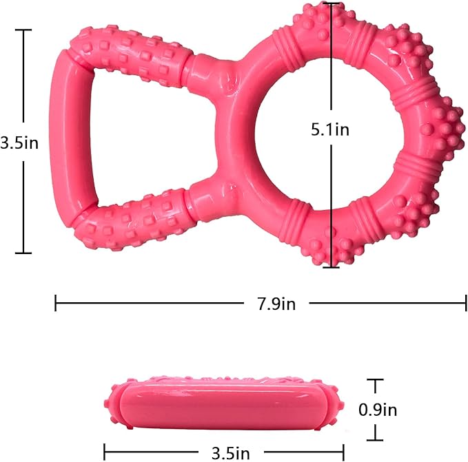 Tug of War Dog Toy, Interactive Dog Pull Toys, Adult and Puppy Teething Toy, Tough Chew Toy for Small Medium Large Dogs, Rubber, Lightweight, Comfortable Grip (Pink)