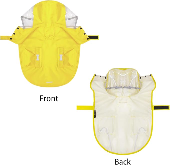 Dog Raincoat Waterproof, Adjustable Reflective Hooded Dog Rain Poncho with Leash Hole for Small Medium Large Dogs (Yellow, X-Large)