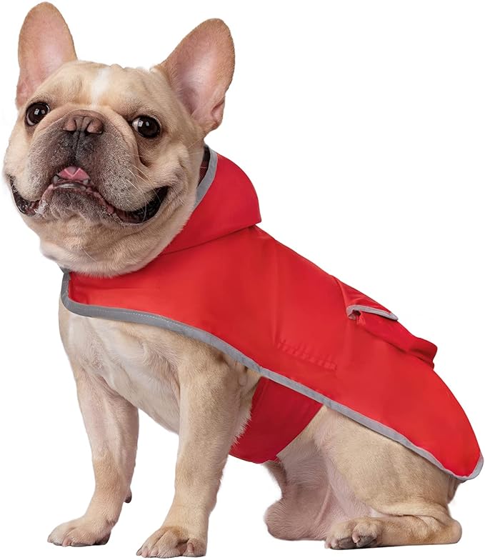 HDE Reversible Dog Raincoat Hooded Slicker Poncho Rain Coat Jacket for Small Medium Large Dogs Buffalo Plaid Red - S