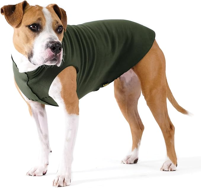 Goldpaw Stretchy Fleece Jacket for Small Dogs - Super Soft, Warm Dog Sweater - Pet Sweater Vest for Fall and Winter - Canine Clothes Made in The USA - Machine Washable - Hunter Green - Size 6