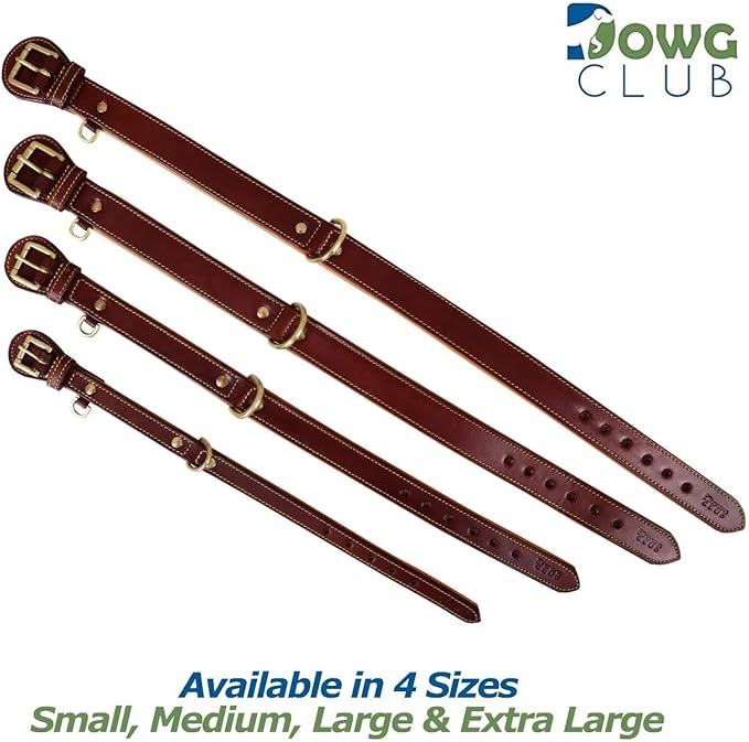 Genuine Leather Dog Collar – Full Grain, Breathable Inner Padding, Padded Buckle – Heavy Duty, Adjustable for Small, Medium, Large & XL Breeds | (X-Large (Fit Neck Size 22"-26"), Dark Brown)