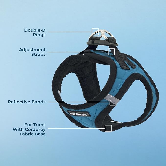 Best Pet Supplies - All Weather Mesh / Plush, Reflective, No Pull Harness for Small, Medium Dogs, Cats - Secure with Hook & Loop Fastener, Buckle, Double D-Rings - Turquoise Plush, XS