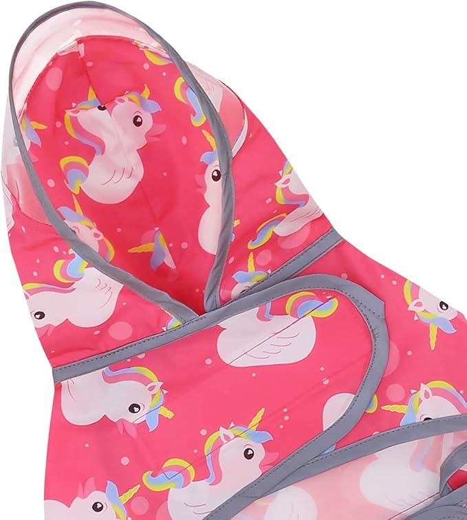 HDE Dog Raincoat with Clear Hood Rain Jacket Poncho for Small Medium Large Dogs Unicorn Ducks Pink - XL