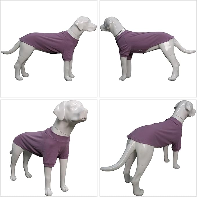 Lovelonglong Ribbed Dog T-Shirt Cotton Knitted Dog Sweaters for All Season Pet T-Shirts for Large Medium Small Dogs Taro Purple XL