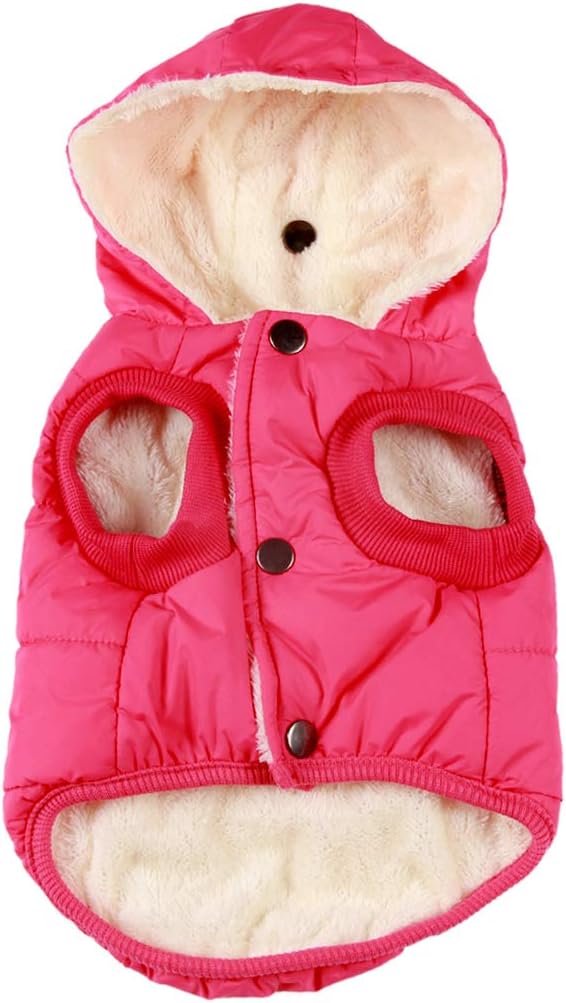 Lining Extra Warm Dog Hoodie in Winter for Large Dogs Jacket Pet Coats with Hooded Pink XXL