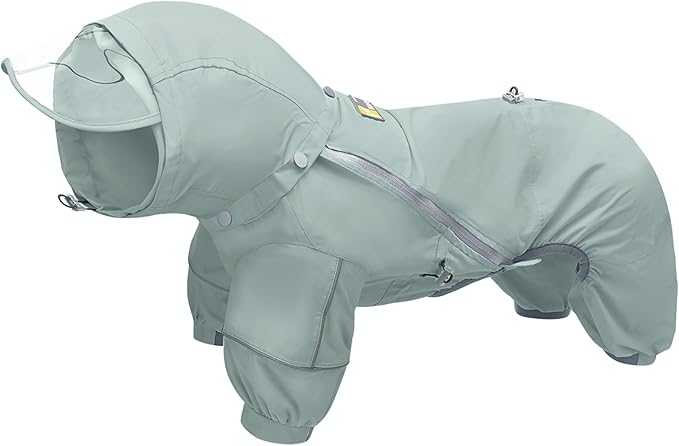 WOOFO Full-Coverage Dog Raincoat, Lightweight, Comfortable, Adjustable & Easy to Wear Dog Rain Jacket, Detachable Cap, Reflective Strip (Mint, ML)