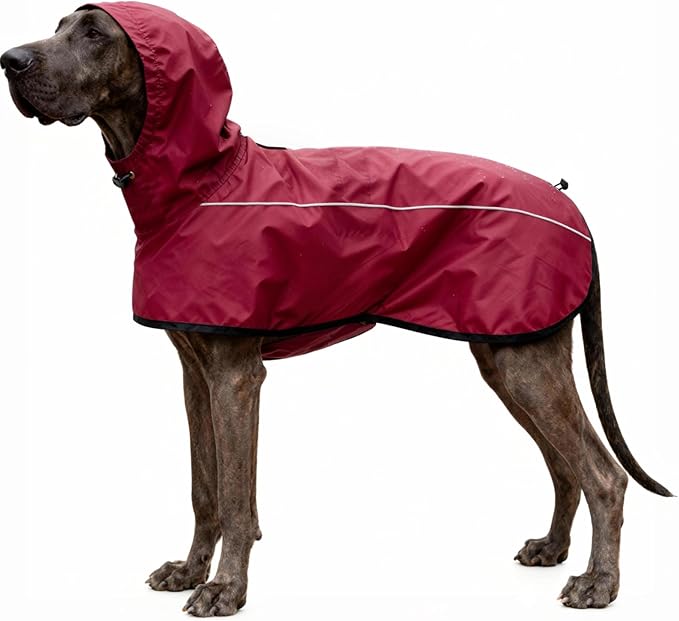 Mosucoirl Dog Raincoat Jacket Reflective Adjustable Hooded Pet Poncho Rain Coats with Leash Hole Waterproof Clothes for Small Medium Large Dogs (Red, S)