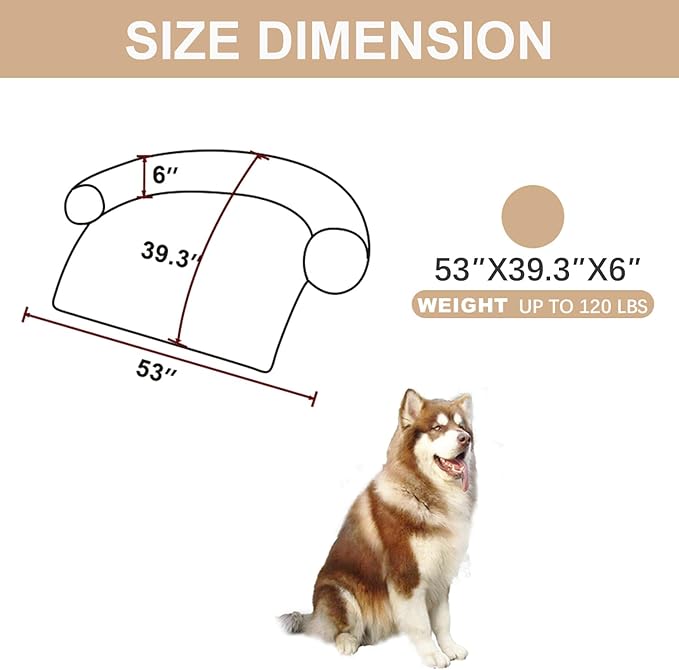 Tinaco Luxurious Calming Dogs/Cats Bed Mats, Dog Pad Washable Removable Couch Cover, Plush Long Fur Mat for Pets, Waterproof Lining, Perfect for Small, Medium and Large Dogs and Cats (Beige, 53"x39")