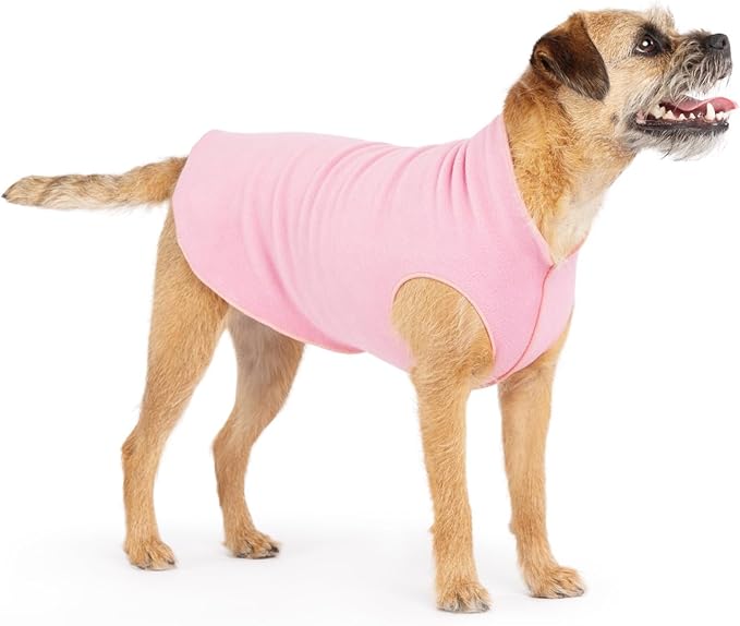 Goldpaw Stretchy Fleece Jacket for Small Dogs - Super Soft, Warm Dog Sweater - Pet Sweater Vest for Fall and Winter - Canine Clothes Made in The USA - Machine Washable - Rose - Size 20