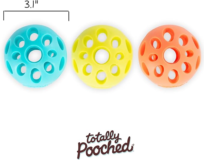 Messy Mutts Totally Pooched Huff'n Puff Ball | 3.1” TPR Puzzle Ball for Dogs | 2-in-1 Durable Interactive Toy and Tooth Cleaner | Orange