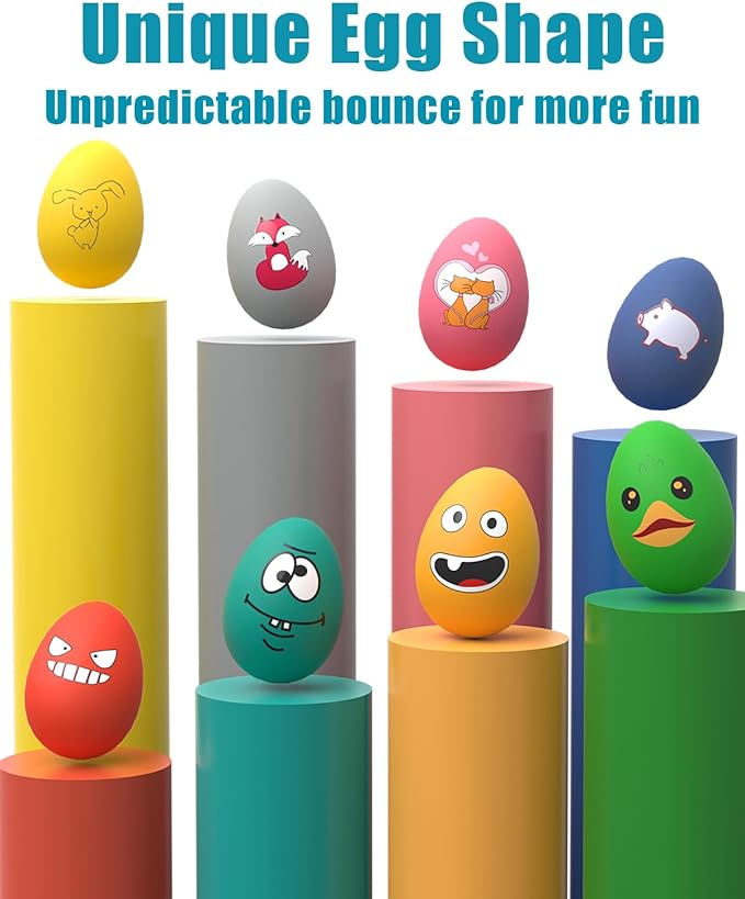 Dog Toys Squeaky, Funny Puppy Balls Pet Toy Pack, Interactive Latex Rubber Squeak Egg Ball for Puppies Small Medium Breed Dogs