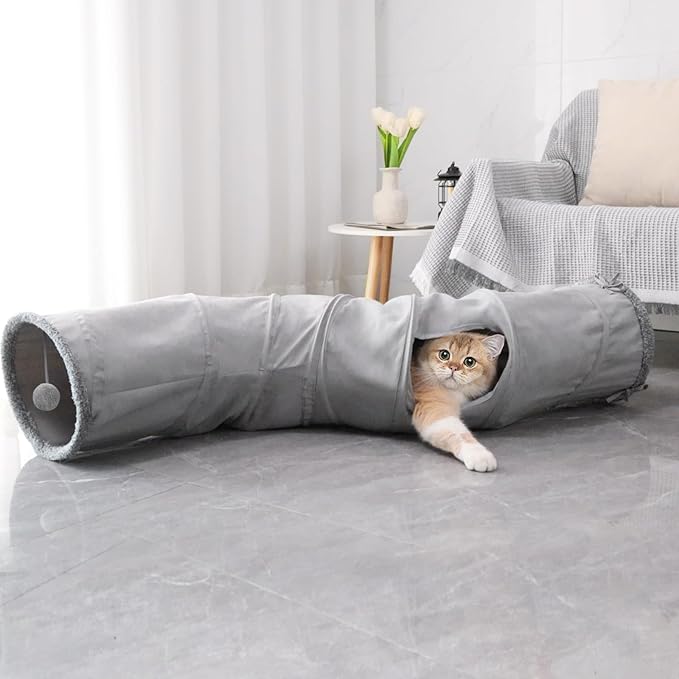 Cat Tunnel, Indoor Cat Toy, Roller Track Cat Toy, Collapsible S-Shaped Play Tube, 10.5 Inch Diameter Maze Cats House for Cats, Puppies, Rabbits, Ferrets Set