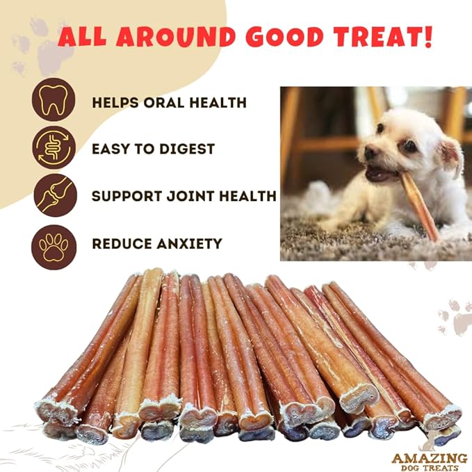 Amazing Dog Treats - Bully Sticks for Small Dogs (6 Inch Junior - 25 Count) - Premium Thin Bully Sticks for Dogs - Best Bully Stick Dog Chews - Bully Bones for Puppies and Small Breeds