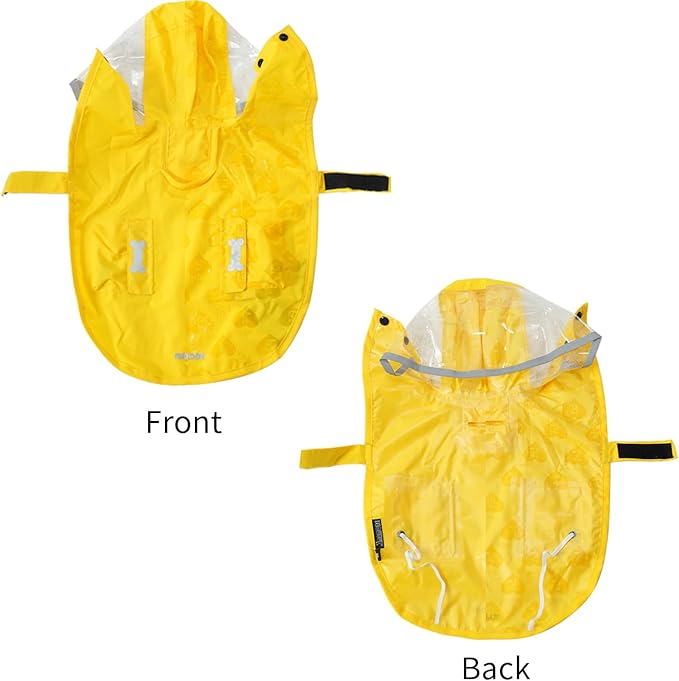 Waterproof Dog Raincoat, Adjustable Reflective Lightweight Pet Rain Clothes with Poncho Hood (Yellow(Water-Activated Color Change), Large)