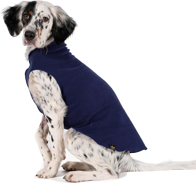 Goldpaw Stretchy Fleece Jacket for Small Dogs - Super Soft, Warm Dog Sweater - Pet Sweater Vest for Fall and Winter - Canine Clothes Made in The USA - Machine Washable - Navy - Size 6