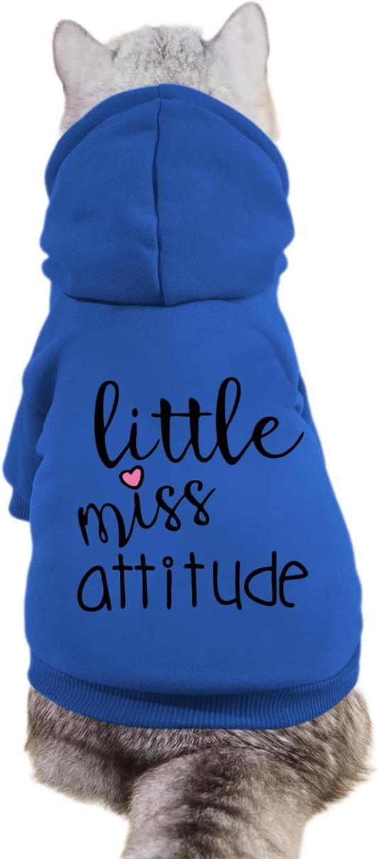 Cat Hoodies for Cats Puppy Pet Clothes Cat Apparel Little Miss Attitude Print Dog Hoodie for Small Medium Dogs Outfits for Kittens(Royal Blue,XL)
