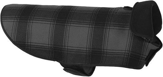 Stormy Kromer Fleece Dog Jacket, Black/Gray Plaid, Large