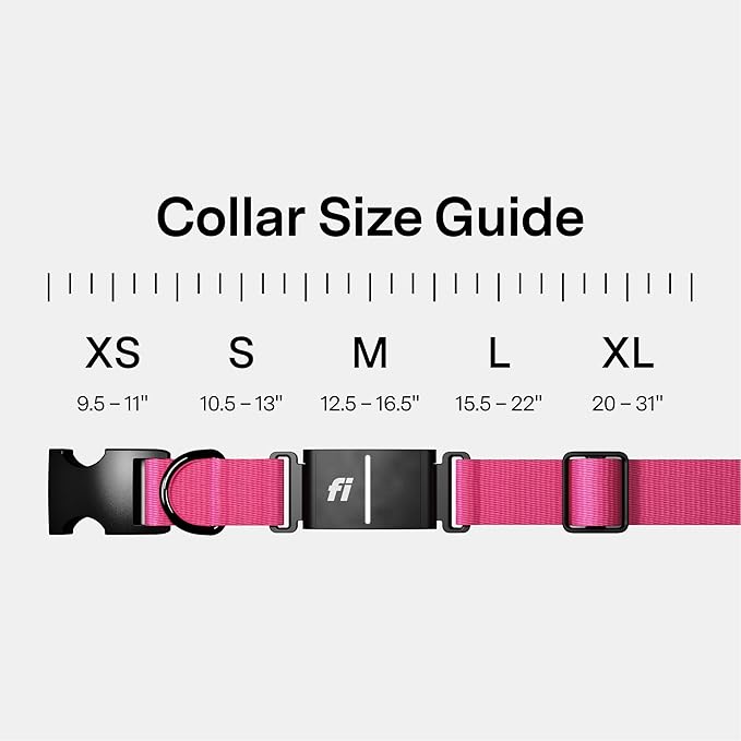 New Fi Series 3+ Smart Dog Tracker Collar – AI GPS for Dogs, Health & Behavior Monitor, Virtual Fence, Escape Alerts, Waterproof, Apple Watch Compatible [12Mo Membership Included] (Pink, Medium)