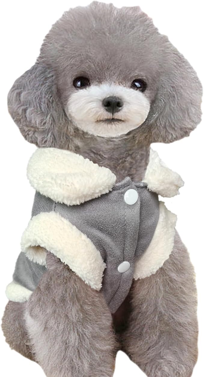 Jecikelon Bowtie Dog Cold Weather Coat Fleece Lining Warm Pet Puppy Turtleneck Dogs Winter Clothes for Small Dogs with D-Ring (Gray, X-Small)