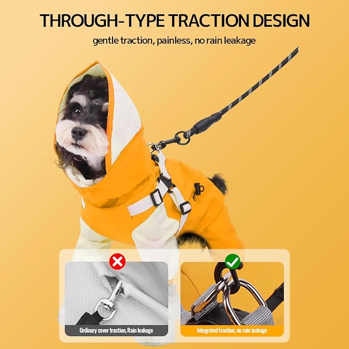 Waterproof Dog Raincoat with Windproof Design Adjustable Fit for Small Medium Large Dogs, Puppies Includes Anti-Slip Dog Shoes for Hardwood Floors and Water Protection, Light-Weight (M)