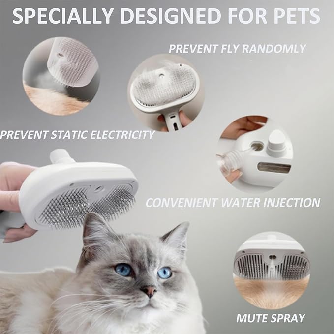 Fresh Fur Shower Brush, 3-in-1 Self-Cleaning Steamy Pet Brush for Dogs & Cats – Grooming Tool for Long & Short Hair, Removes Loose Hair and Reduces Shedding (Green)