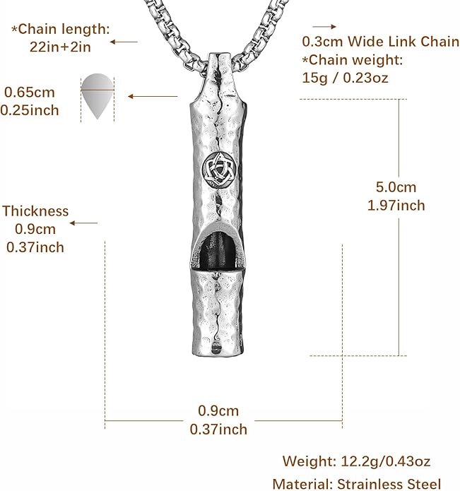 HZMAN Whistle Emergency Necklace for Adults Retro Gothic Wolf Whistle Necklaces Outdoor Survival for Dog Training Camping Hiking Boating Hunting Pendant
