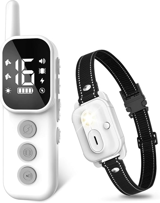 Dog Training Collar,Dog Shock Collar with Remote Control, 3300FT and 4 Training Modes Beep,Vibration,Safe Shock,LED Light,IPX7 Waterproof Rechargeable E-Collar for All Breeds (8-150 lbs)