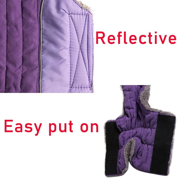Fleece Dog Hoodie for Small Dogs Super Warm Puppy Jacket for Cold Winter Dog Coats,Purple S