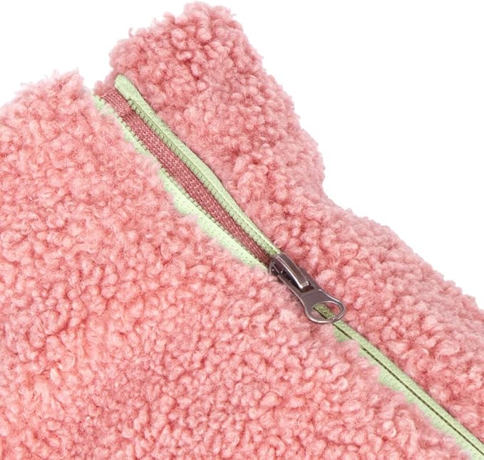 Gooby Sherpa Vest Dog Sweater - Mauve Pink, Medium - Warm Fuzzy Fleece Step in Dog Jacket Without Ring Leash - Sweaters for Small and Medium Dog for Everyday Use