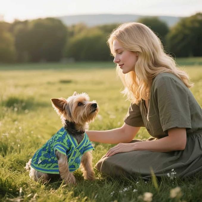 Pet Sweaters for Dogs Boys and Girls, Dynamic Letter Patterned Dog Sweater,Dog Cardigan,Pet Clothes,Pet Knitted Clothing,Fit for Different Seasons and Kinds of Dogs(Green S)