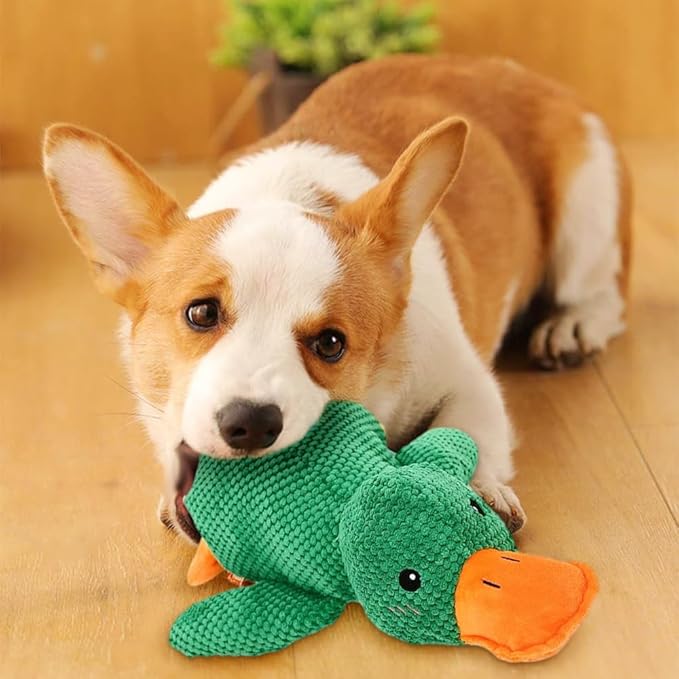 Dog Toys for Aggressive Chewers,2025 Upgraded Dog Chew Toys for Small Large Dogs,Indestructible Puppy Teething Toys,Plush Yellow Stuffed Duck Toy (Green, Large)