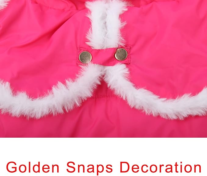 Shawl Design Fleece Lined Warm Dog Jacket for Winter Cold Weather,Soft Windproof Large Dog Coat,Pink XXXL