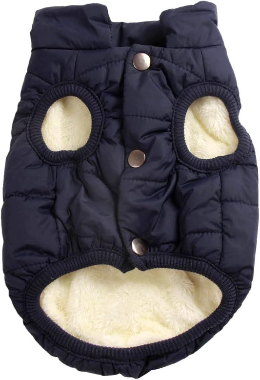 2 Layers Fleece Lined Warm Dog Jacket for Winter Cold Weather,Soft Windproof Large Dog Coat,Blue XXL