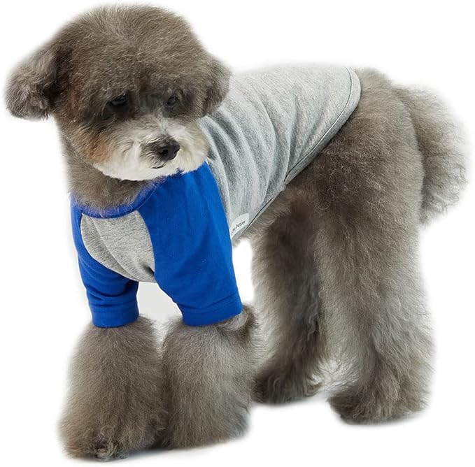 Dog Shirt for Small and Large Dogs Raglan Cotton T-Shirts Soft Breathable Dog Shirts pet Clothes Gray Series (Large, Gray/Blue)