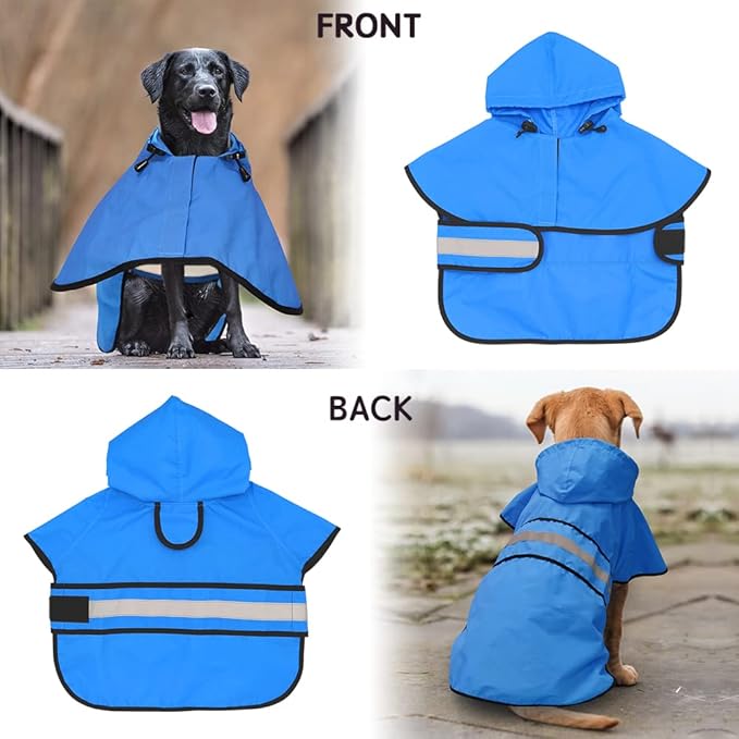 Candofly Dog Raincoat Reflective Dog Rain Jacket Waterproof Hooded Ponch Dog Rain Coat for Small Medium Large Dogs (XX-Large, Sky Blue)