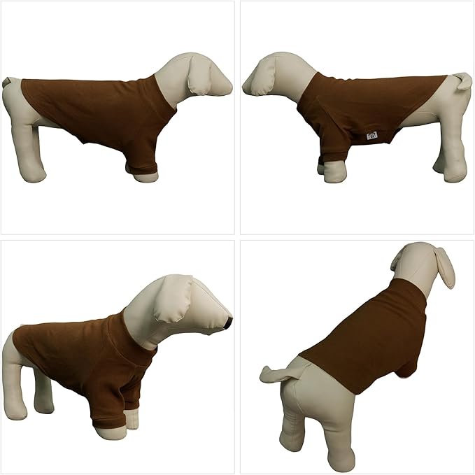 Lovelonglong Ribbed Dog T-Shirt Cotton Knitted Dog Sweaters for All Season Pet T-Shirts for Large Medium Small Dogs Coffee L