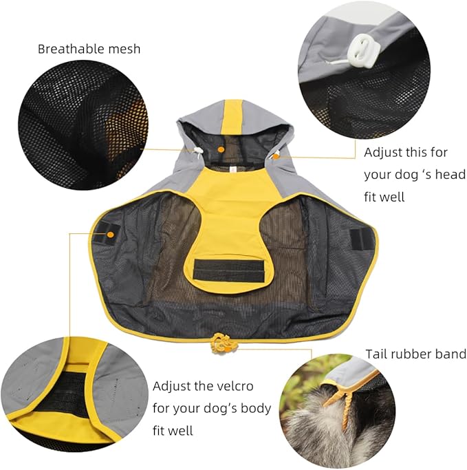 Dogs Packable Lightweight Raincoat: Pet Dog Hood Waterproof Coats Blue Size 12