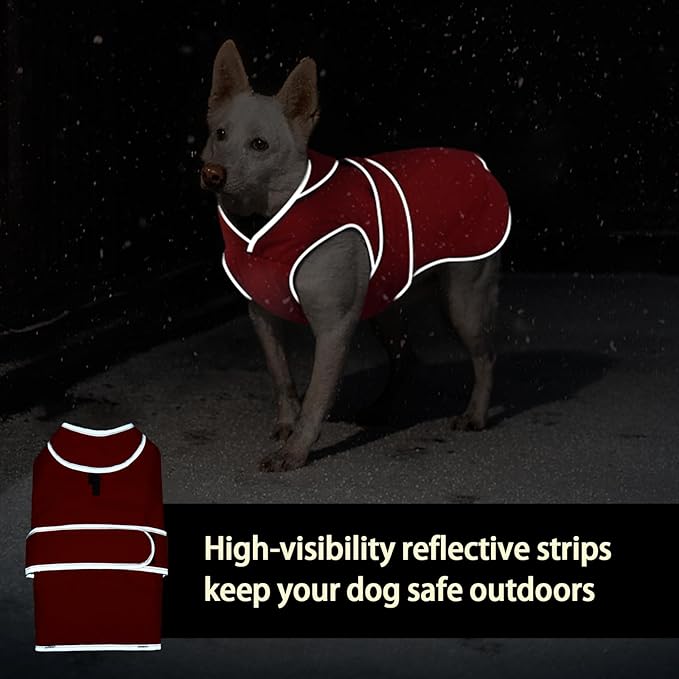 MIGOHI Reflective Waterproof Windproof Dog Coat - Warm Jacket Reversible Stormguard Winter Vest for Small to Large Dogs (Red, XL)